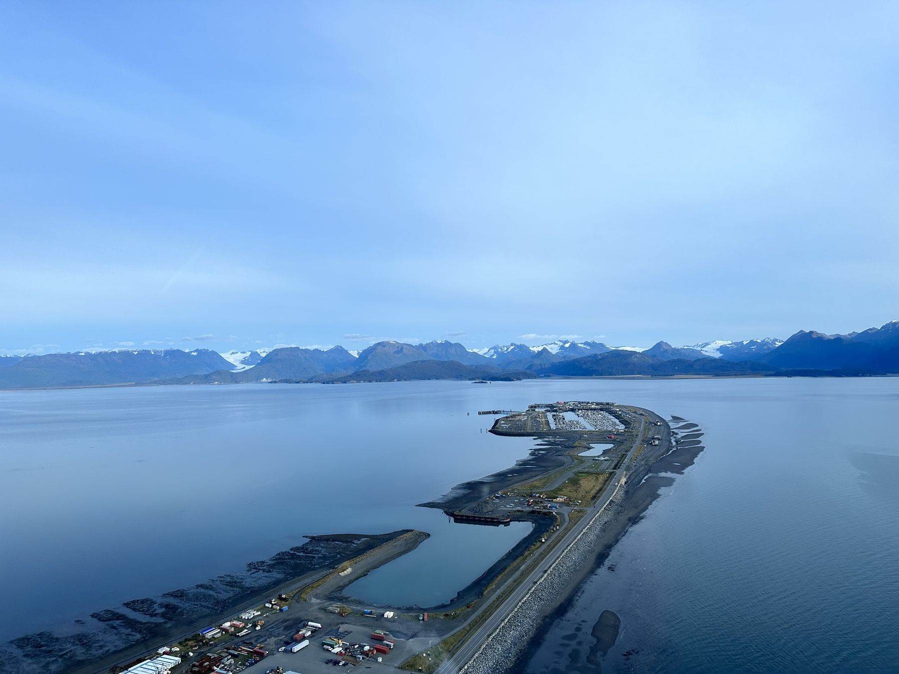 Aerial view of the Homer Spit and Kachemak Bay