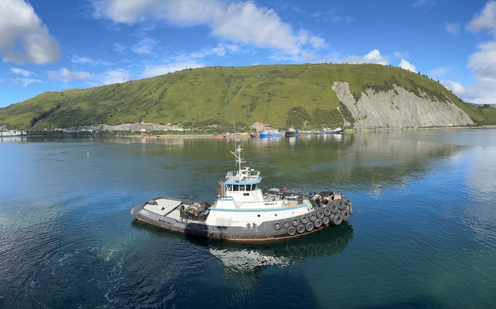 A tug in calm water near Kodiak